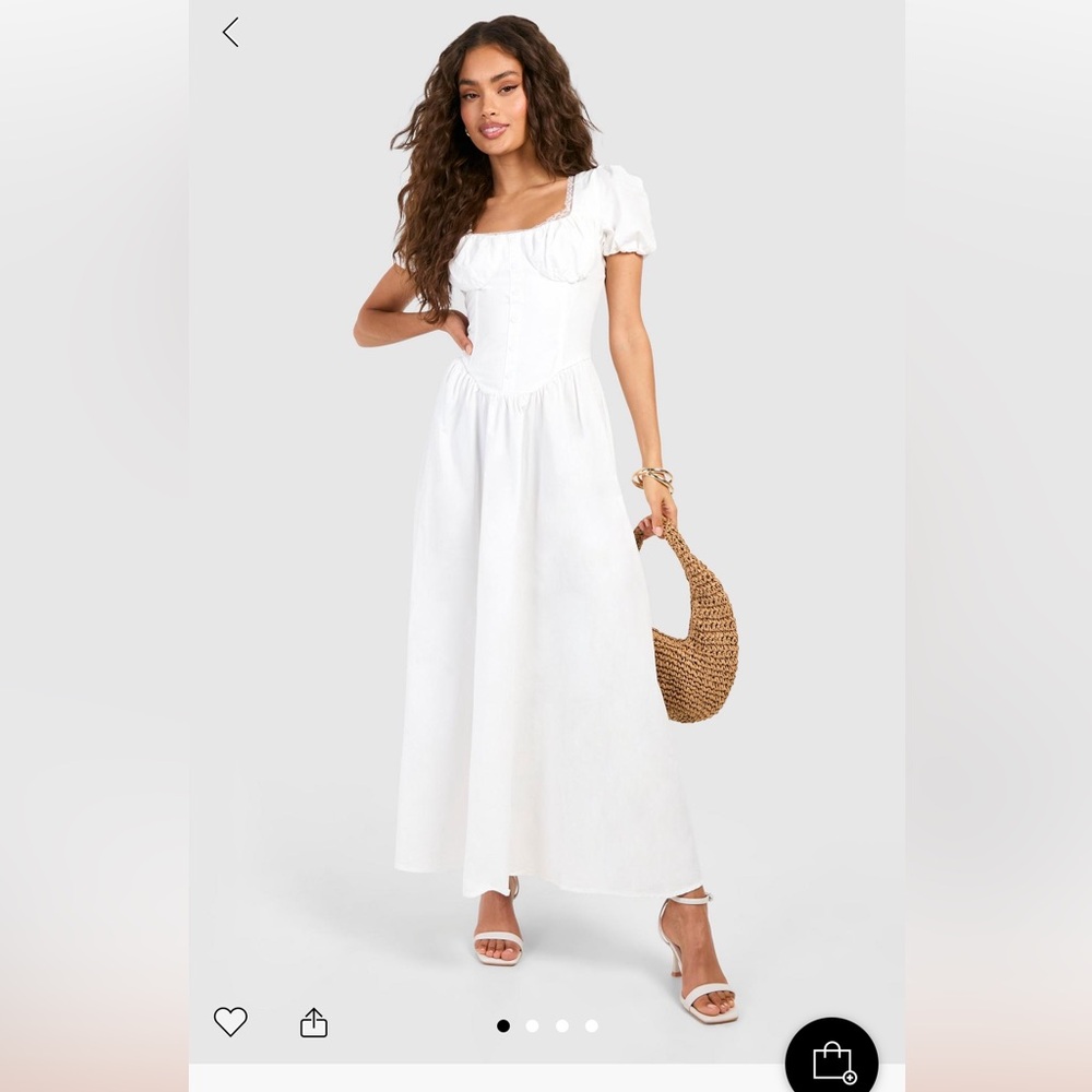 Puff sleeve milkmaid midaxi dress
